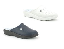 Inblu Ciabatte chiuse da lavoro sanitarie uomo pelle pantofole Blu Bianco Rotex