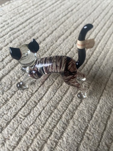 Gato de vidrio artístico soplado a mano vintage, Alemania - Imagen 2 de 6