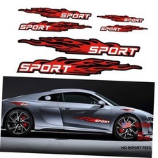 6Pcs Sport Flame Graphics Car Body Side Stickers Flame Racing Sports Red
