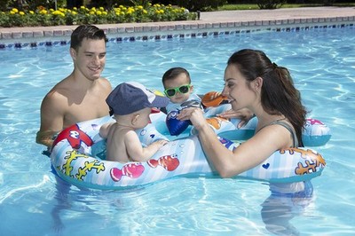 Poolmaster Mommy and Us Dual Child Baby Pool Float for Two Kids Infant and