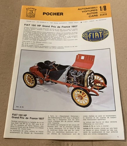 POCHER MODELO VINTAGE FIAT GRAND PRIX DE FRANCE 1907 NUEVO EN CAJA 1/8 - Imagen 19 de 21