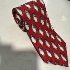 Vintage Brooks Brothers Men's Pure Silk Necktie USA Made Penguin Golfer 58X3.75"