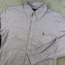 Polo Ralph Lauren Shirt Men Large Purple Button Down Pony Long Sleeve 15.5 34-35