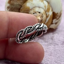 Handmade 925 Sterling Silver Braided Rope Ring: Boho Knot Band Ring All Size
