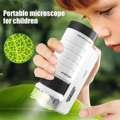 Children's Handheld Microscope HD Portable Science Experiment Toy with Led Light