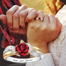 Womens Flower Ring Alloy Electroplated Floral Design Ring With Sparkling