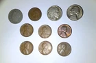 Indian Cent, Buffalo, Jeff, V Nickel, Wheat Cents. Lot Of 10 Coins.