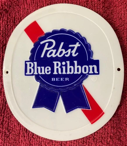 Vintage Pabst Blue Ribbon Plastic Beer Bottle Sign 5.25"x5.75" B25