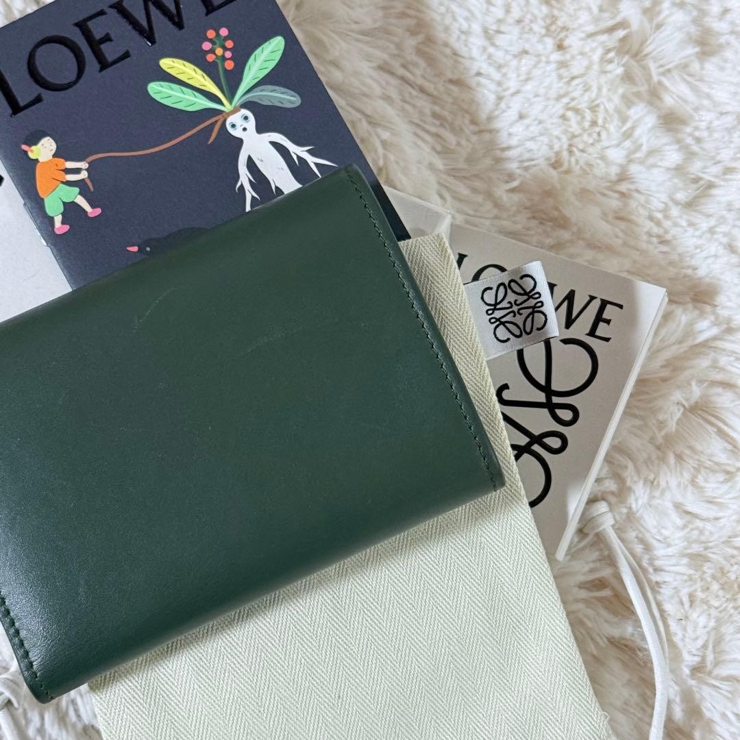 LOEWE × Suna Fujita Panda Trifold Wallet Green Leather With Box