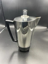 Vintage Presto PK01A Coffee Percolator Chrome 12-Cup Tested Works - Missing Lens