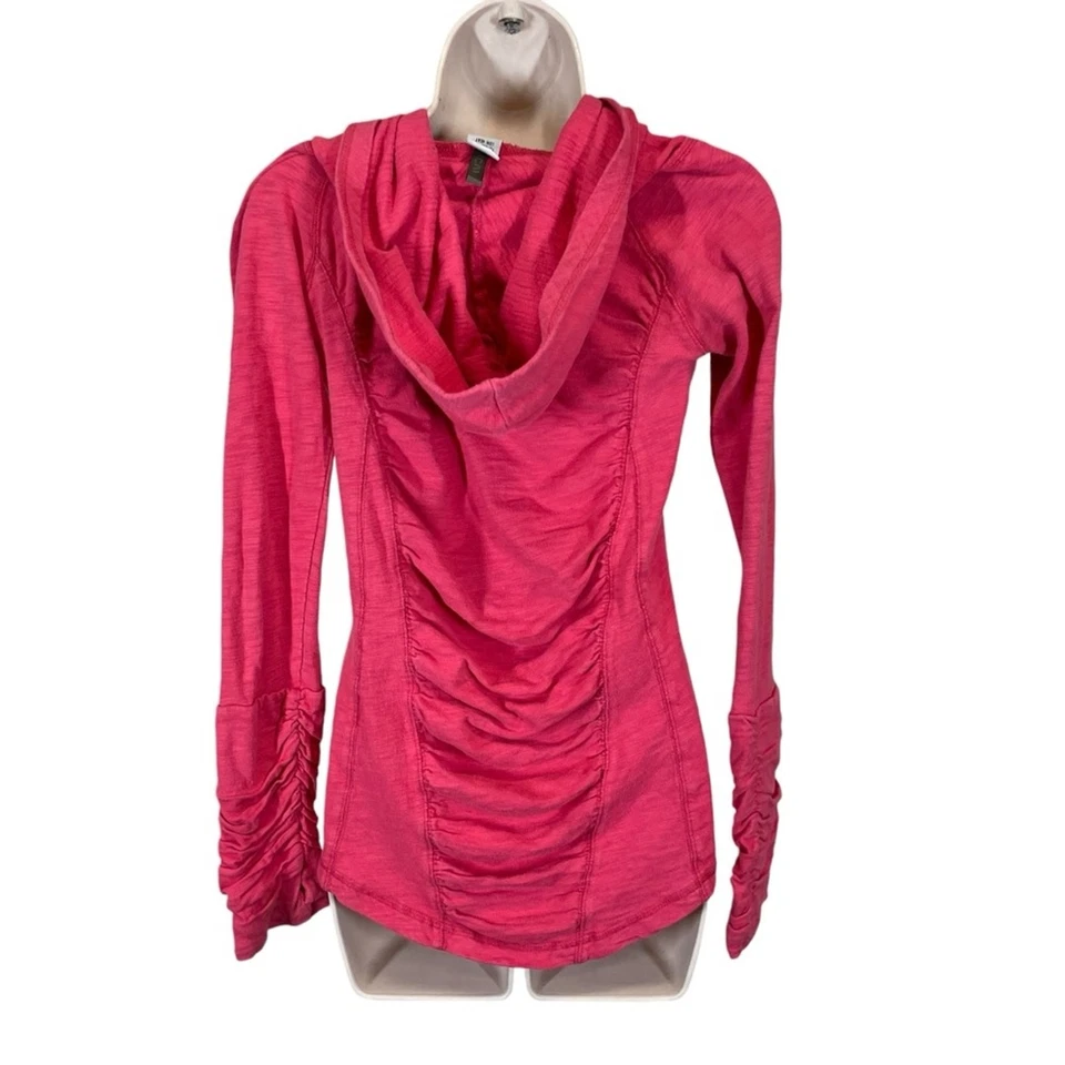 XCVI women’s  shirt long sleeve ruched cowl neck pink small hooded granola - Image 2 of 4