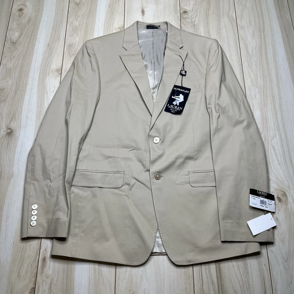 Ralph Lauren Black Label Mens 2 Piece Suit Beige 40R / 36x30 Slim Fit NWT Cotton - Image 2 of 4