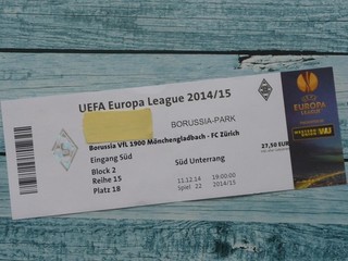 Gebr. Ticket UEFA Europa League 2014/15 Borussia Mönchengladbach FC Zürich