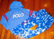 POLO RALPH LAUREN AUTHENTIC GIRLS BRAND NEW ORIGINAL SWEATSUIT Sz M 8-10 , NWT