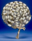 Vintage Catholic White Milk Twist Glass Rosary, Pater Medals Sterling Crucifix