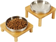 Set of 2), Whisker Friendly(Silver, Pet Food Table Plate for Easy Feeding, 