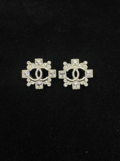 CHANEL CC Logo Rhinestone Stud Earrings Gold Tone – B15B Collection