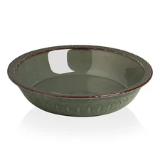 Ceramic Pie Pan 10-inch Gray Round Baking Dish Non-Stick for Quiche Tart