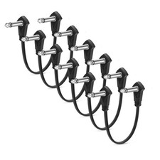 6 Pack 12inch Guitar Patch Cables S-Shape 30cm Black Pedal Effect Cord 1/4 TS...