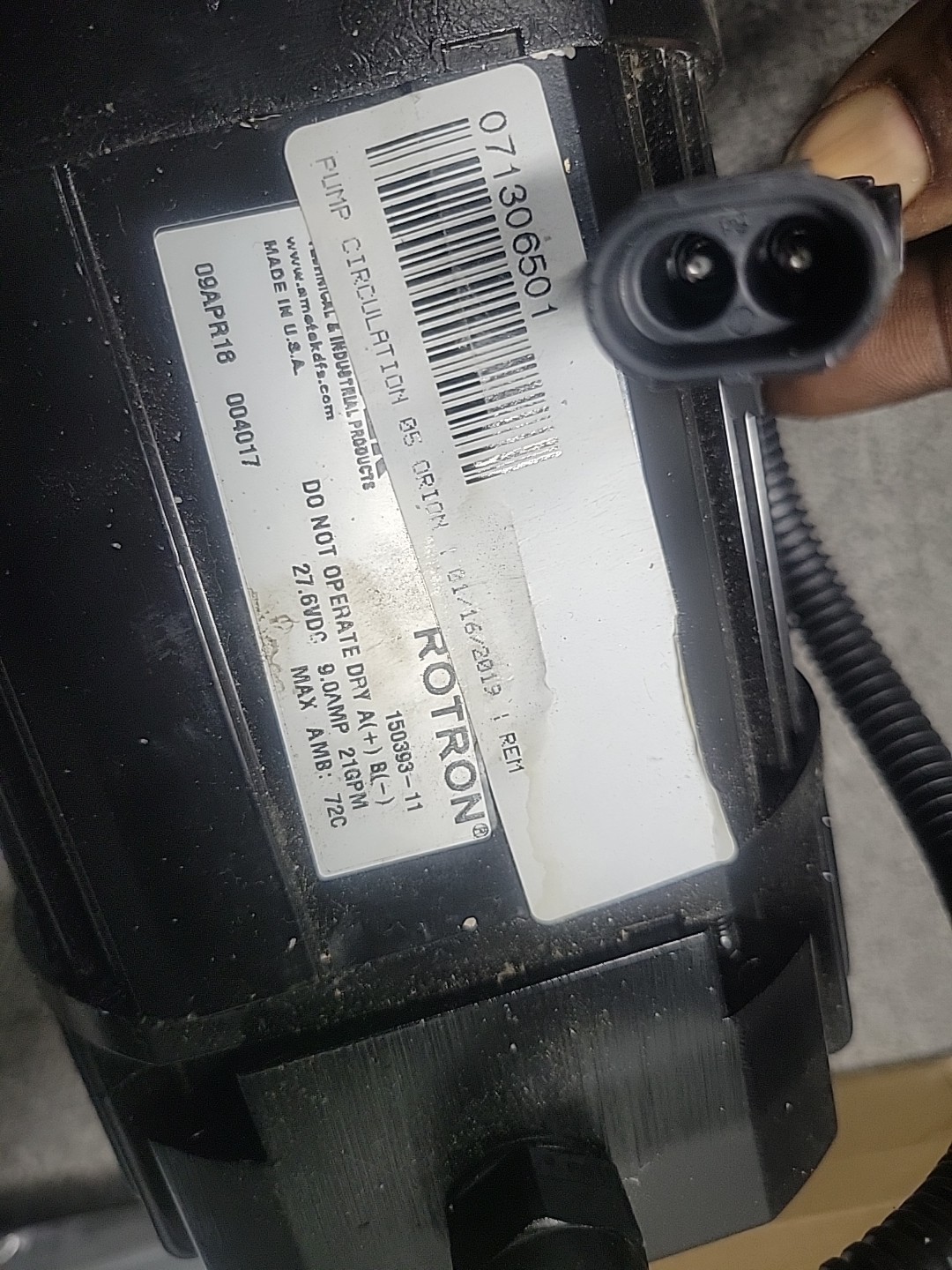 Rebuild Ametek Rotron Circulating Pump 24V 4.7AMP CCW 3550RPM