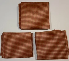 Set of 3 Waverly Rod Pocket Curtain Panels Red Tan Small Checked Each 48W x 84L