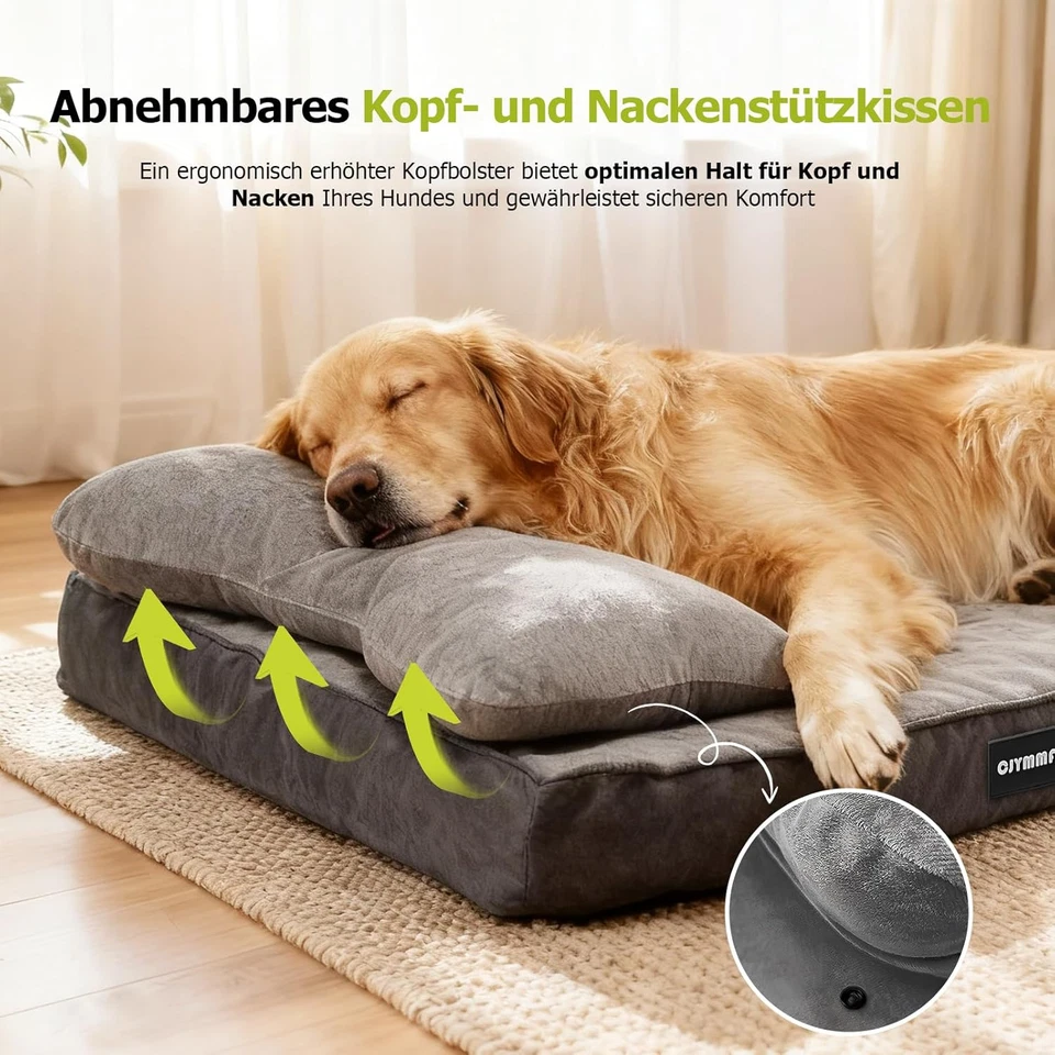 Cuccia Ortopedica per Cani Con Cuscino Rimovibile, Lettino Lavabile Memory Foam  - Immagine 3 di 4