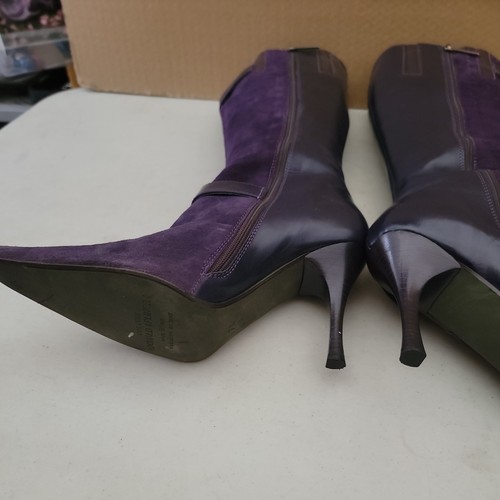 Donald Pliner Purple Suede and Leather Boot Shoe Embellished Studs - Picture 6 of 8