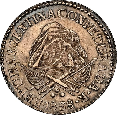 Argentina La Rioja. Republic 8 Reales 1838-R NGC AU-58 La Rioja mint Nice toning