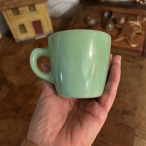 Vintage Jadeite Fire King Coffee Mug Cup Restaurant Ware 3" Rare 1940s
