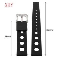 Black Tropical Rally Watch Strap 20mm 22mm Silicone Watch Band Rubber Watchbands