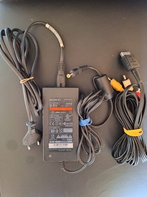 Sony PS2 PlayStation 2 Slim Konsole Netzteil AC Adapter Stromkabel + TV Kabel