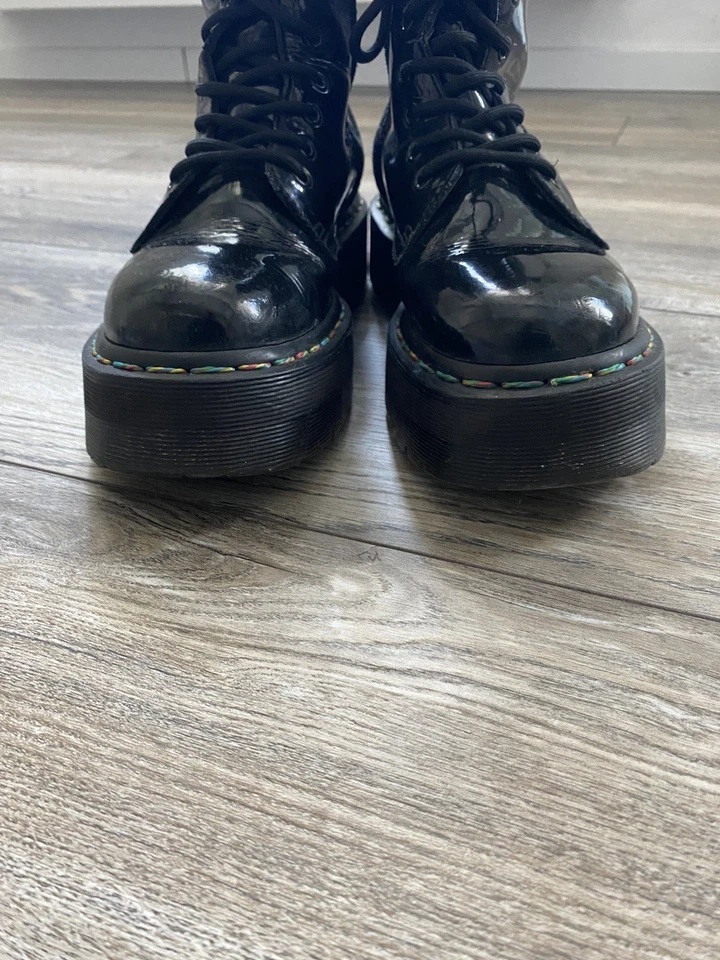 Dr.Martens Jordan Rainbow Multicolor Lack Plateau Pailletten Stiefel Boots Gr.38 - Bild 4 von 4