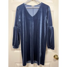 Madewell Blue Velvet Balloon Sleeve Mini Dress Women's S Holiday 