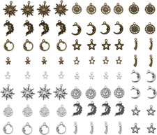 Mixed Moon and Star Charms Pendants Necklace Earrings Bracelet Charms DIY for Cr