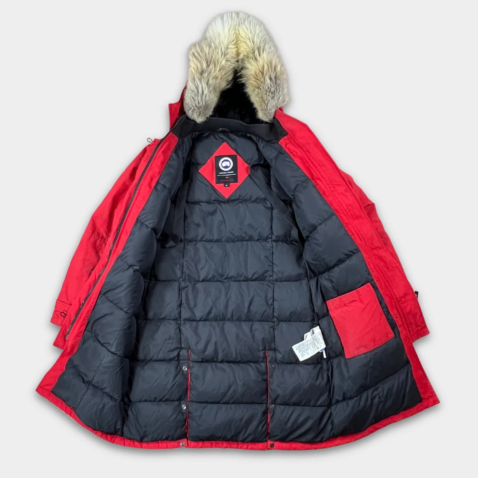 Canada Goose Kensington Parka Women’s Size S RED Down Fur Trim Arctic - Image 3 of 4