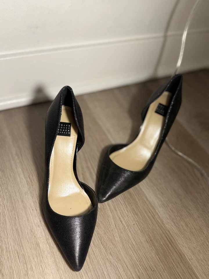 Zapatos de salón de tacón negro White House Black Market 7 lados recortados Foto 4 de 4