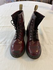Dr. Martens Vintage 1490 10-Eye Cherry Red Smooth Leather Boots 6 UK 8 US Doc