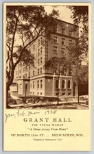 Milwaukee Wisconsin Grant Hall For Young Women Postcard