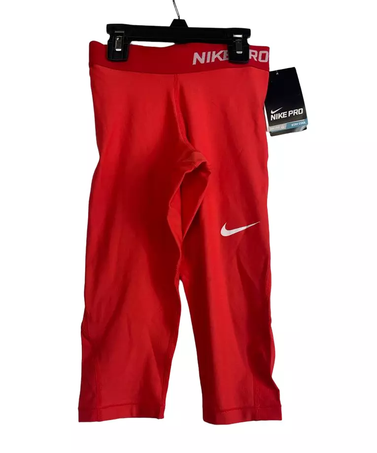 Nike Pro Girls Training Capri Leggings, Red, Medium