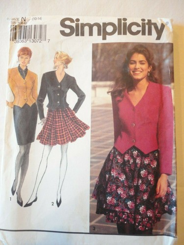 Vintage 1992 Sewing Pattern Slim or Full Skirt & Lined Jacket Size 10-14 - Afbeelding 1 van 2