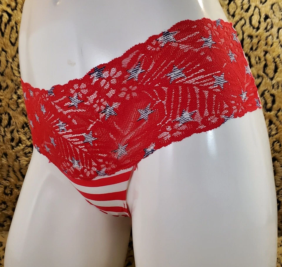 Victoria's Secret ROSA Estrellas Rojas Rayas tiro bajo Cheekster Panty S Nuevo con Etiquetas Sexy Foto 3 de 4
