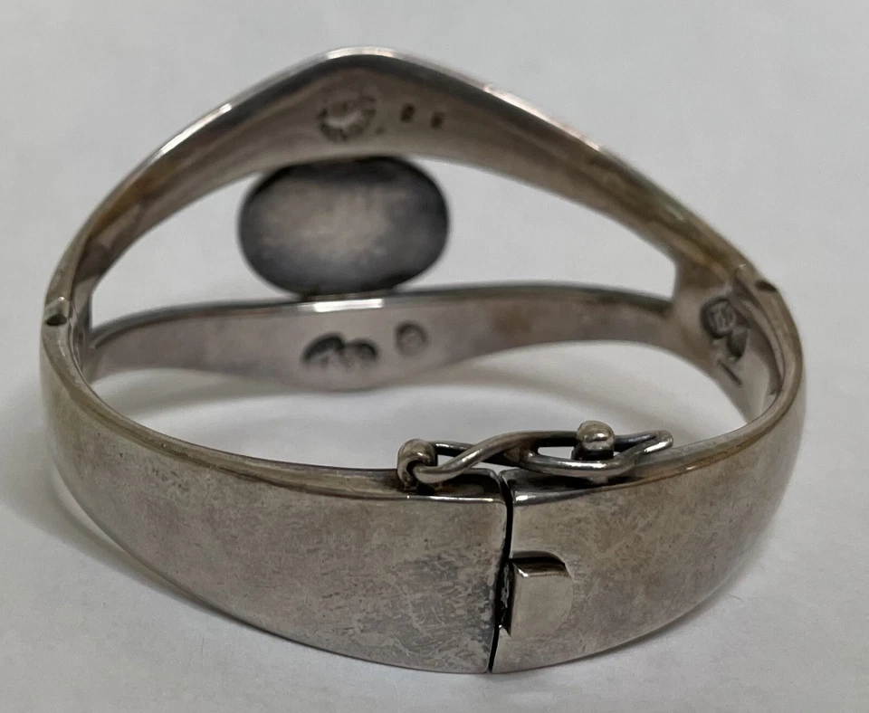 Браслет на петлях из чистого серебра с аметистом кабошоном Sigi Pineda Taxco Мексика - Изображение 2 из 4