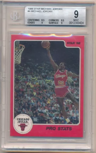 MICHAEL JORDAN 1986 STAR #4 RC ROOKIE PRO STATS CHICAGO BULLS SP BGS 9 MINT