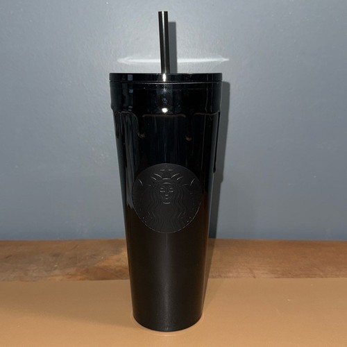Starbucks 2024 24 Oz Venti Tumbler Black Drip Halloween mit Deckel & Strohhalm Neu ohne Karton