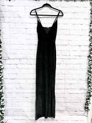 boohoo black maxi dress Black Slinky Long Sleeve Drape Maxi Dress