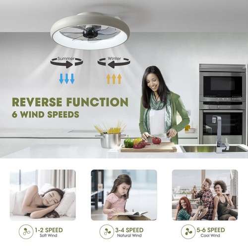 Ceiling Fans with Lights and Remote, 20'' Low Profile Flush Mount Ceiling Fan... - Picture 4 of 8