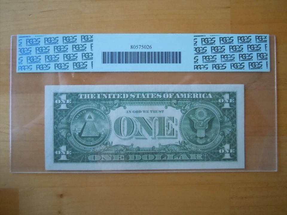 (2) 1957 $1 Consecutive Blue Seal Silver Certificates PGCS Graded 63 & 64 - Image 3 of 4