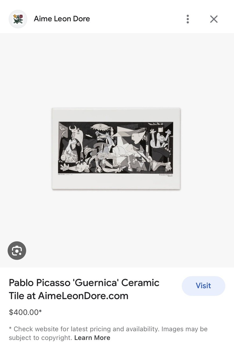 picasso guernica 陶版画　DDC 1988 Guernica Picasso 1937 art' Poster, picture, metal print
