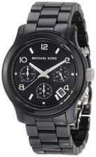 MICHAEL KORS RUNWAY CERAMIC BLACK CHRONOGRAPH DIAL DATE MIDSIZED WATCH MK5162