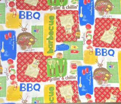 Grilling & Chilling BBQ Print Cotton Fabric by David Textiles, OOP, BTHY